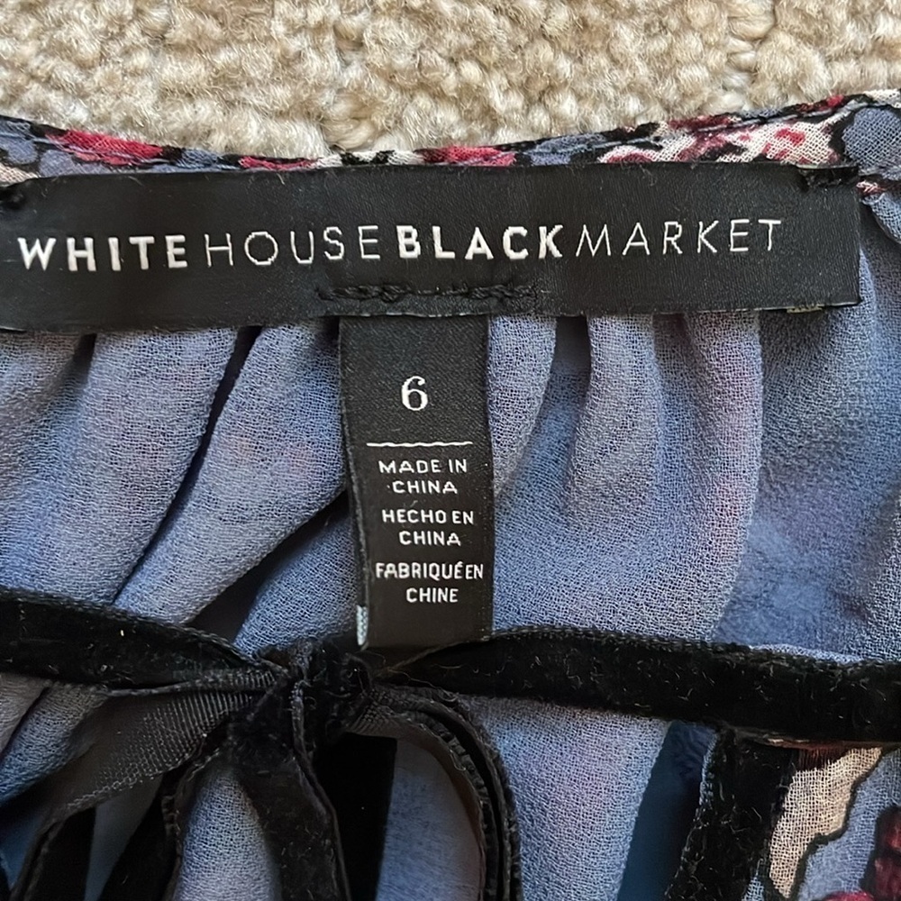 White House Black Market floral blouse sz 6 - Picture 5 of 7